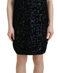 Dolce & Gabbana Black Leopard Shift Mini Polyester Dress