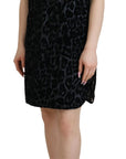 Dolce & Gabbana Black Leopard Shift Mini Polyester Dress