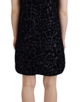Dolce & Gabbana Black Leopard Shift Mini Polyester Dress