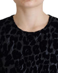 Dolce & Gabbana Black Leopard Shift Mini Polyester Dress
