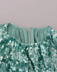 Dolce & Gabbana Blue Sequined Pleated Aline Midi Nylon Dress