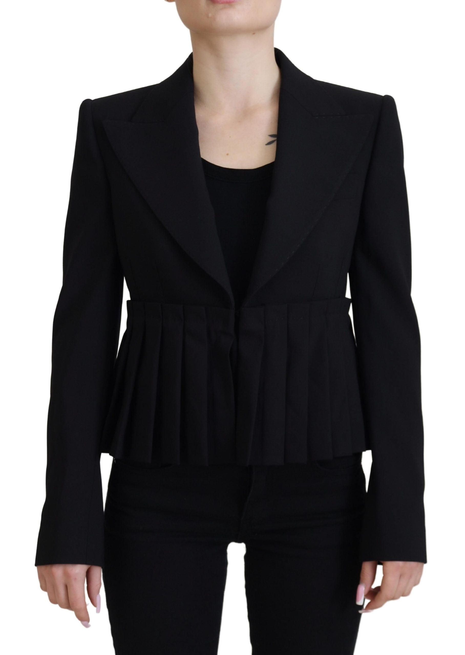 Dolce &amp; Gabbana Black Single Breasted Fit Blazer Wool Jacket