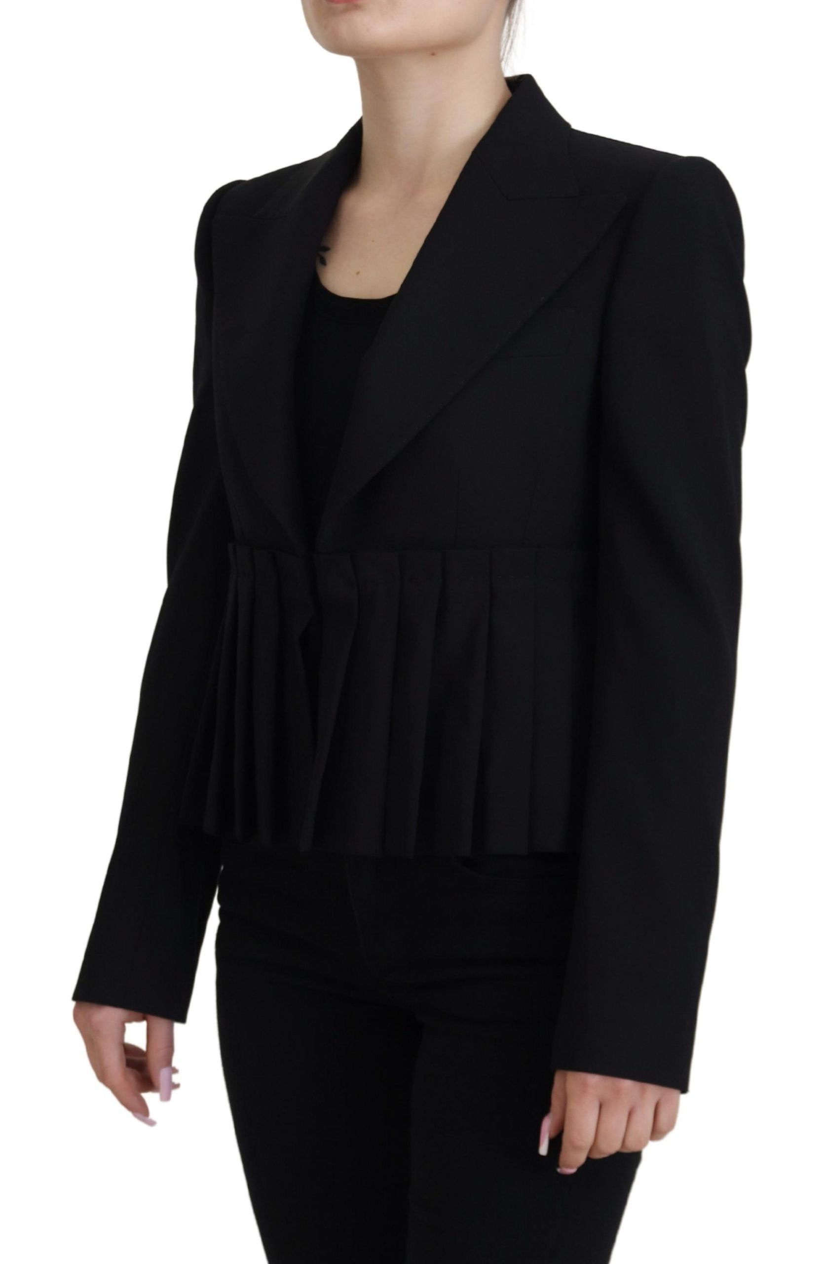 Dolce &amp; Gabbana Black Single Breasted Fit Blazer Wool Jacket