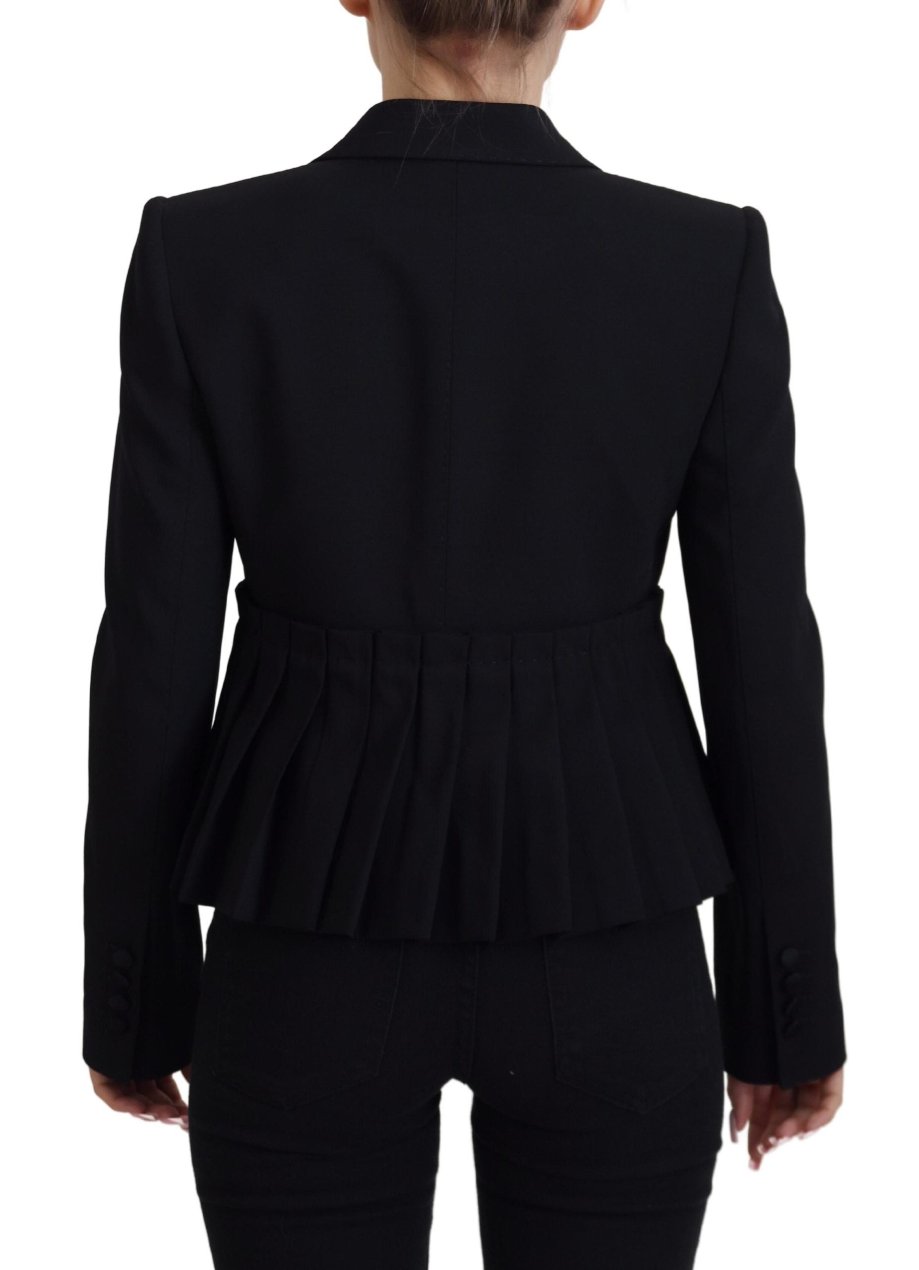 Dolce &amp; Gabbana Black Single Breasted Fit Blazer Wool Jacket
