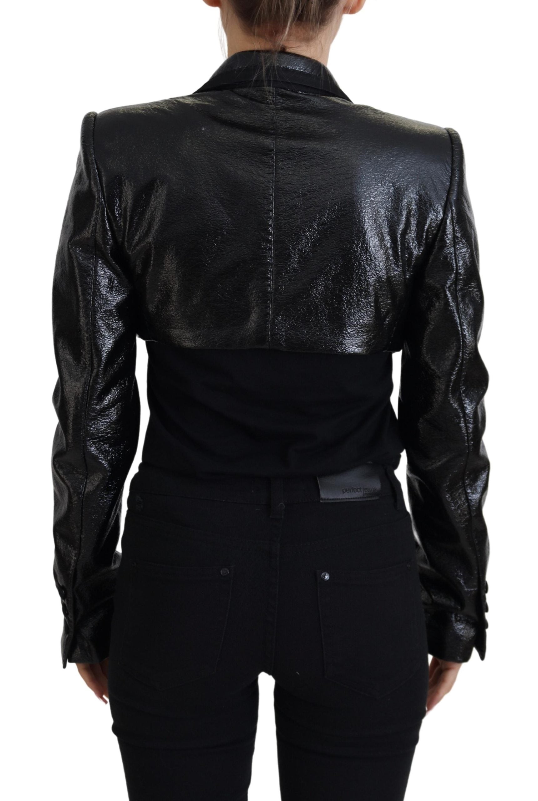 Dolce &amp; Gabbana Black Long Sleeves Crop Blazer Cotton Jacket