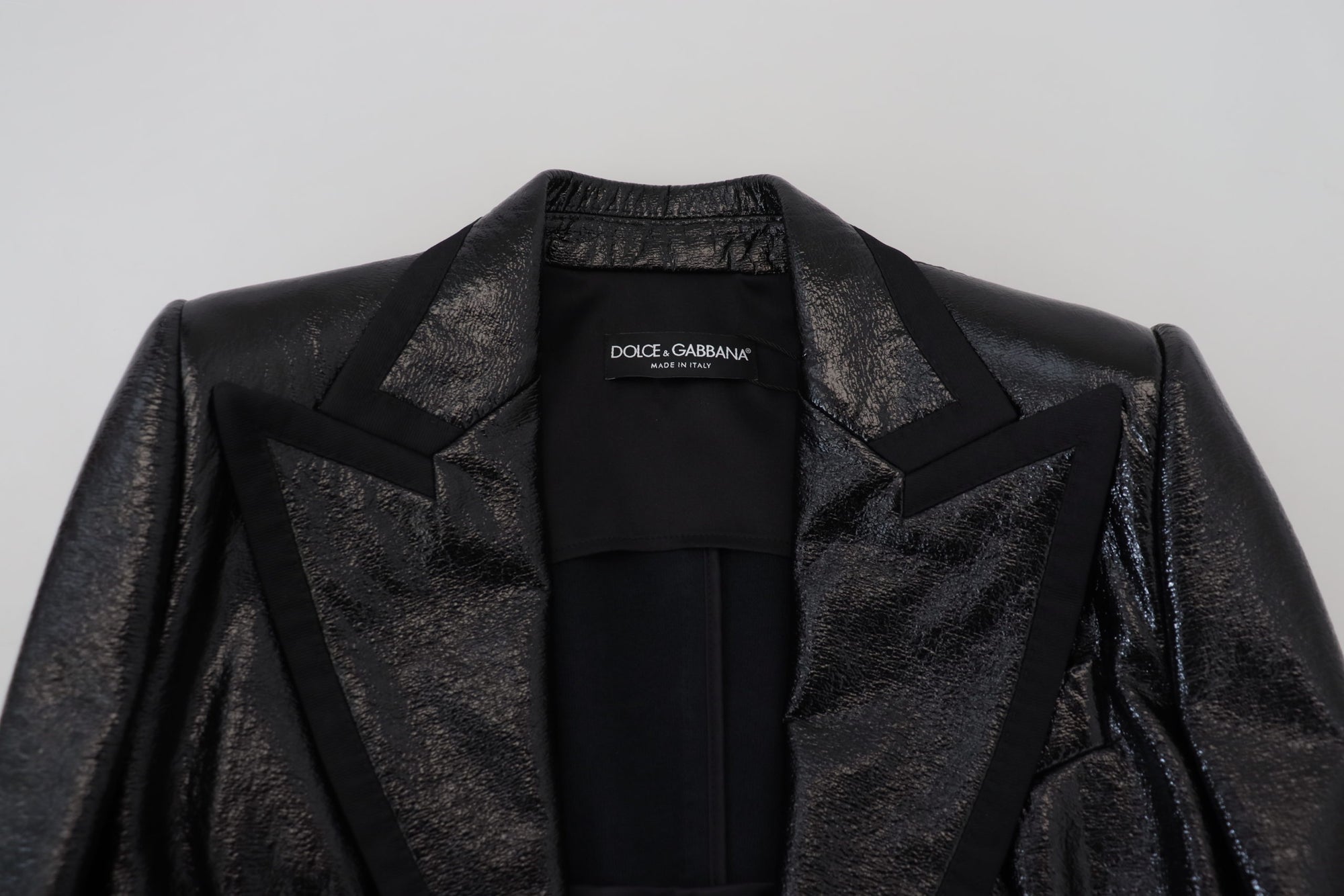Dolce &amp; Gabbana Black Long Sleeves Crop Blazer Cotton Jacket