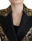 Dolce & Gabbana Black Gold Jacquard Coat Blazer Jacket