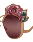 Dolce & Gabbana Pink Gold Rose Sequin Embroidery DG2202 Sunglasses