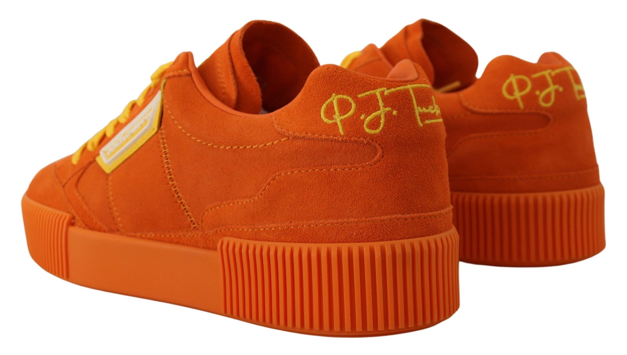Dolce &amp; Gabbana Orange Leather P.j. Tucker Sneakers Shoes
