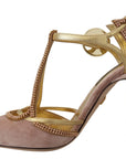 Dolce & Gabbana Pink Crystal T-strap Heels Pumps Shoes