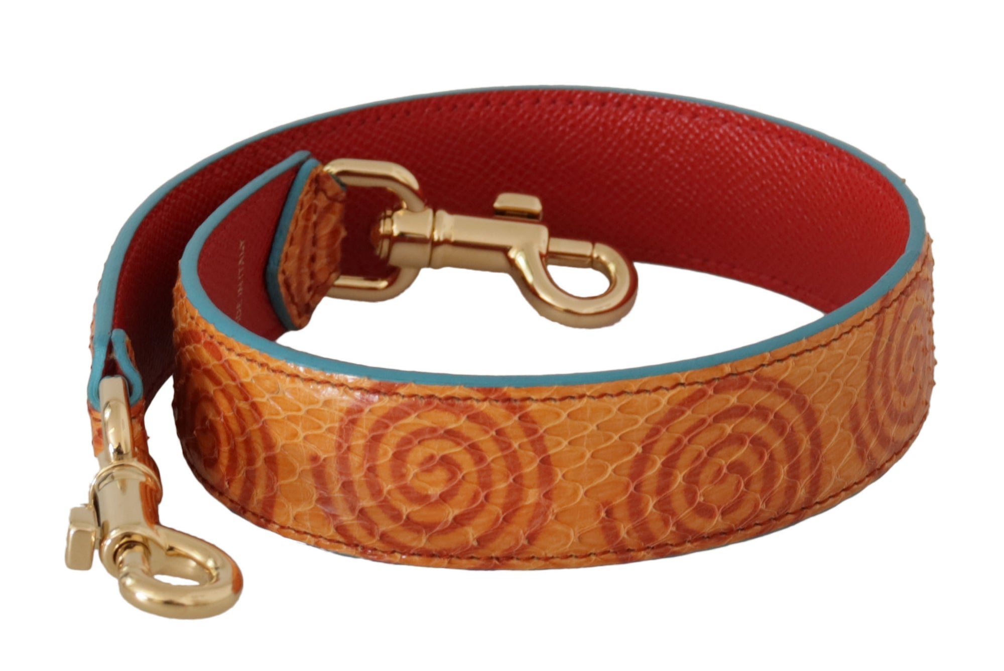 Dolce &amp; Gabbana Orange Leather Swirl Print Bag Shoulder Strap