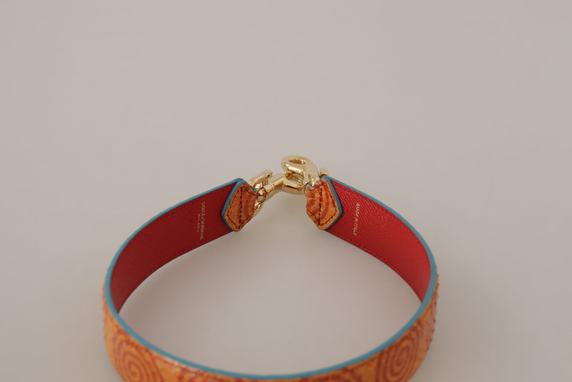 Dolce &amp; Gabbana Orange Leather Swirl Print Bag Shoulder Strap