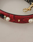 Dolce & Gabbana Red Python Leather Crystals Reversible Shoulder Strap