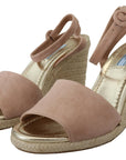 Prada Pink Suede Leather Ankle Strap Sandals