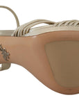 Prada Gold Leather Sandals Ankle Strap Heels Stiletto Sandal