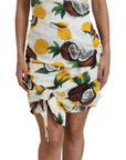Dolce & Gabbana White Coconut Print Sheath Mini Silk Dress
