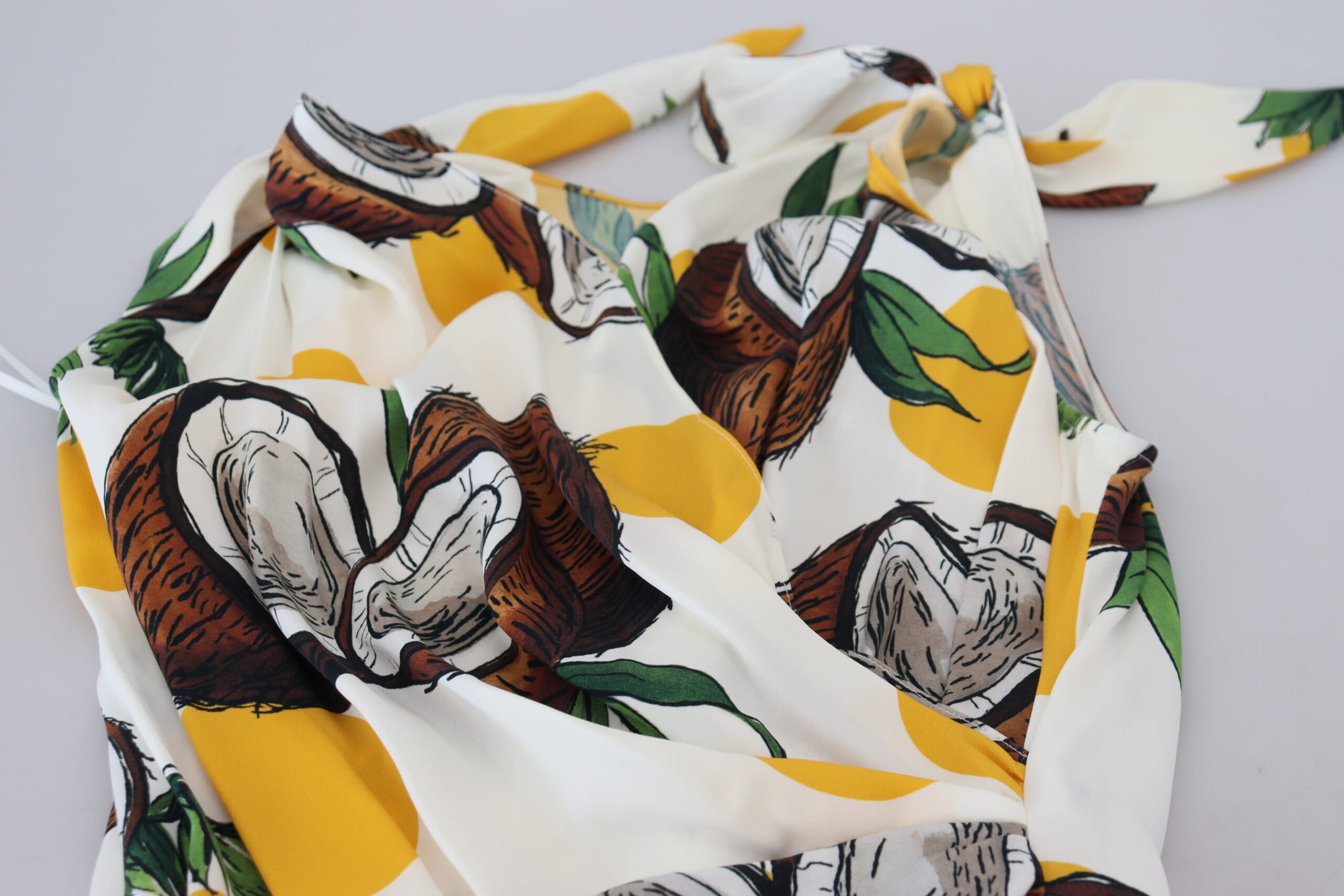 Dolce &amp; Gabbana White Coconut Print Sheath Mini Silk Dress