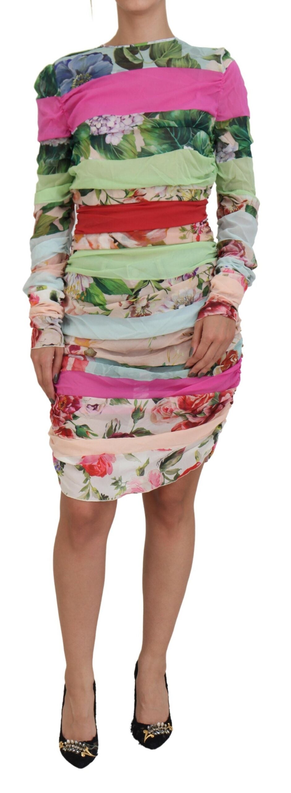 Dolce &amp; Gabbana Multicolor Silk Floral Bodycon Sheath Dress