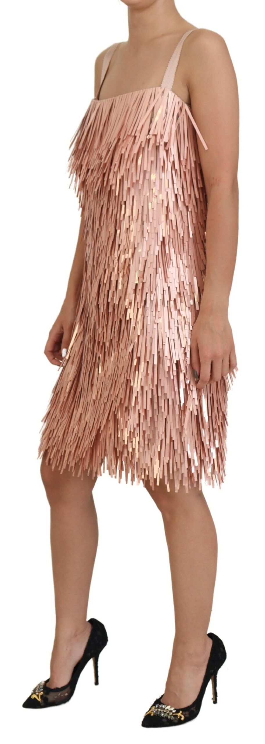 Dolce &amp; Gabbana Pink Tinsel Sleeveless Shift A-line Dress