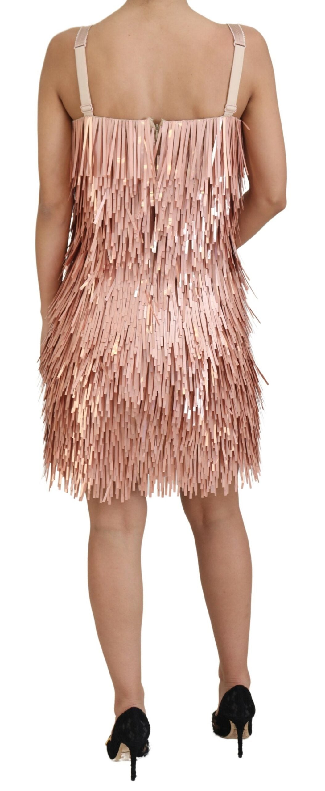 Dolce &amp; Gabbana Pink Tinsel Sleeveless Shift A-line Dress