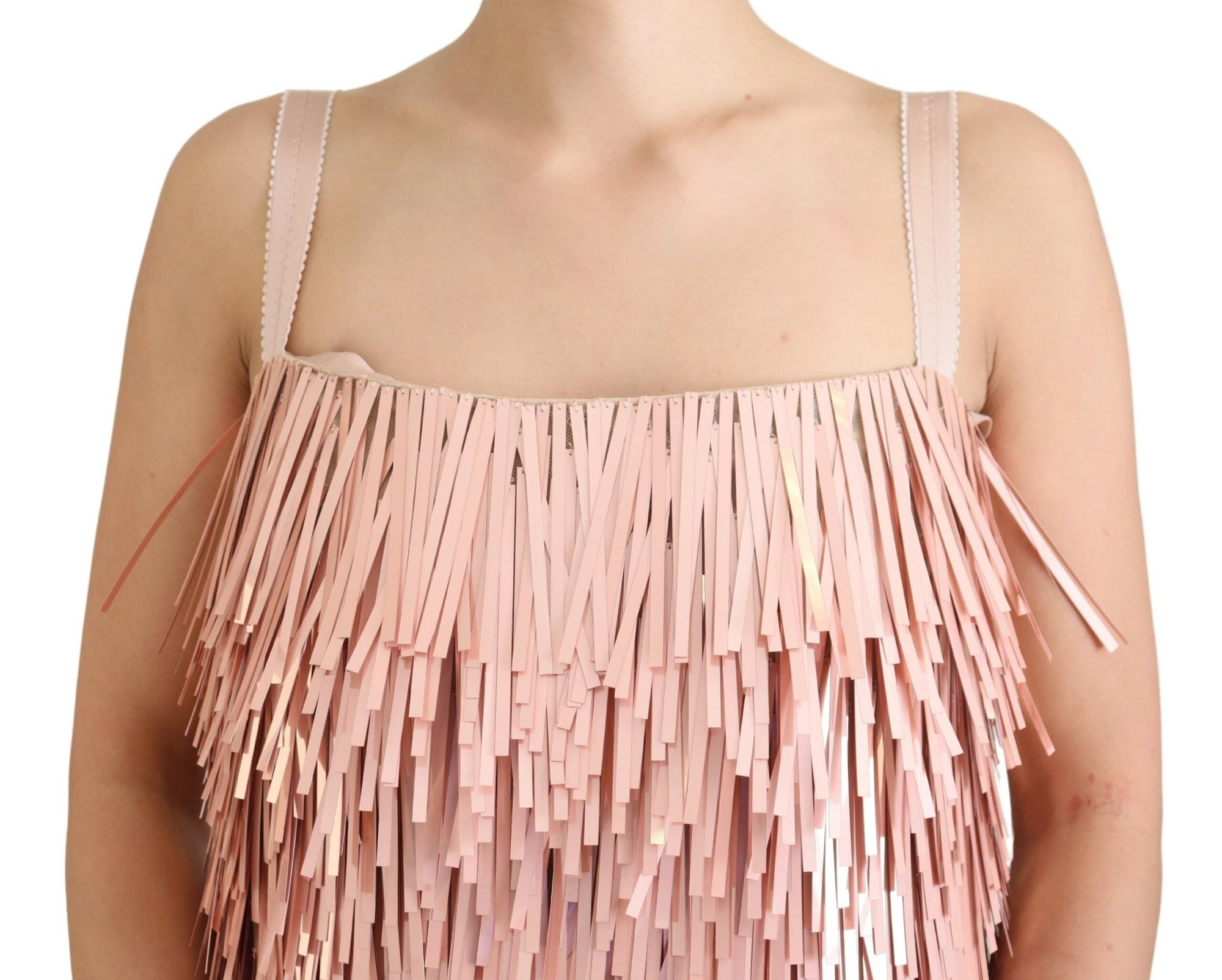 Dolce &amp; Gabbana Pink Tinsel Sleeveless Shift A-line Dress