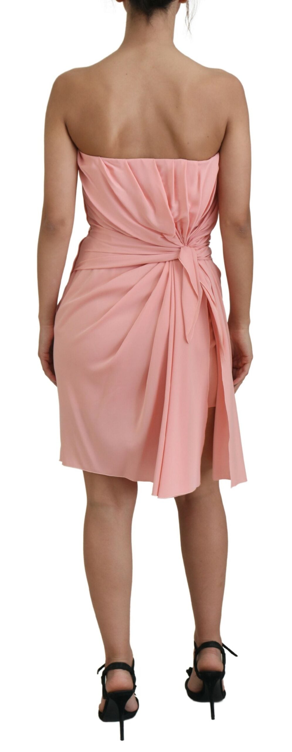 Dolce &amp; Gabbana Pink Silk Stretch Strapless Sheath Dress