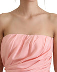 Dolce & Gabbana Pink Silk Stretch Strapless Sheath Dress