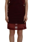 Dolce & Gabbana Maroon Nylon Two Layer Shift Mini Dress