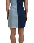 Dolce & Gabbana Two Tone Blue Patchwork Denim Mini Dress