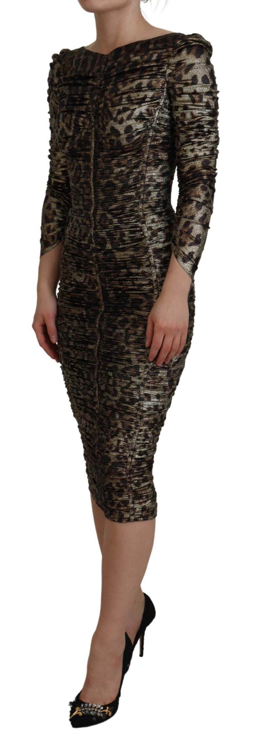 Dolce &amp; Gabbana Multicolor Leopard Bodycon Sheath Midi Dress