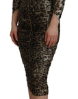 Dolce & Gabbana Multicolor Leopard Bodycon Sheath Midi Dress