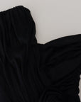 Dolce & Gabbana Black Wrap Sheath One Shoulder Wool Dress