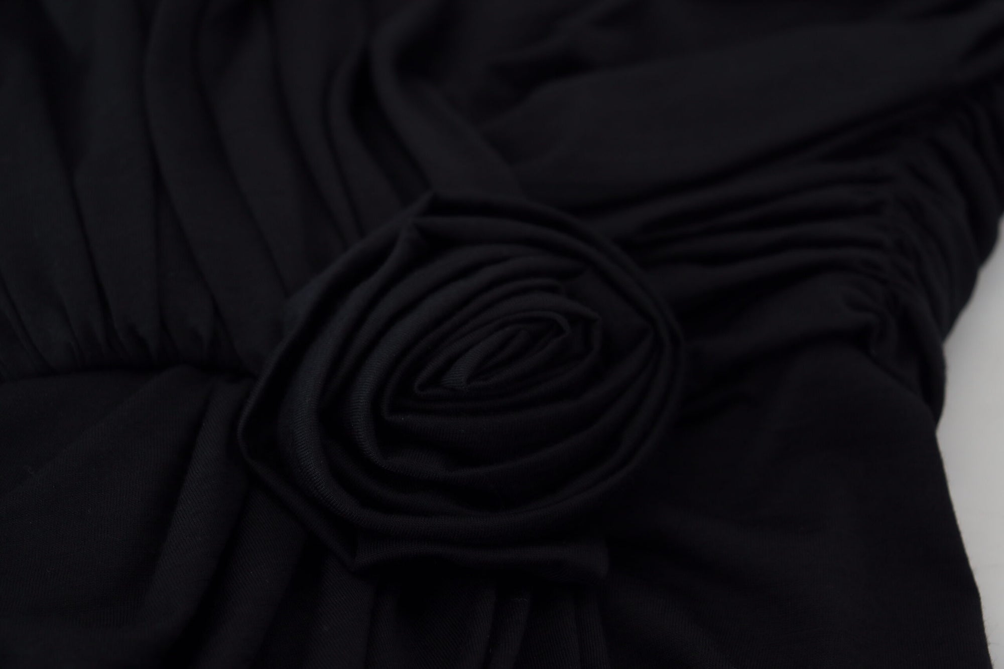 Dolce &amp; Gabbana Black Wrap Sheath One Shoulder Wool Dress