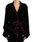 Dolce & Gabbana Black Button Belted Blazer Viscose Jacket