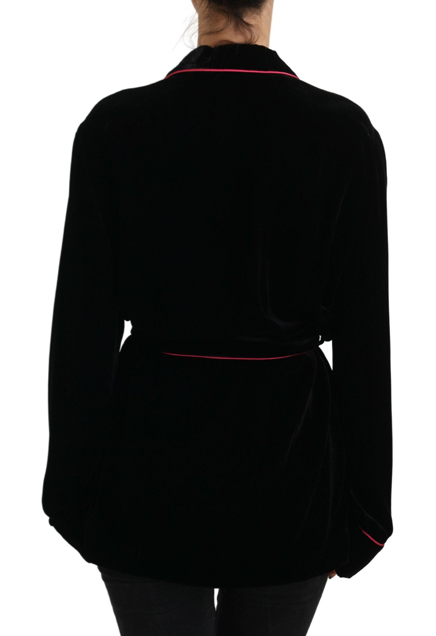 Dolce &amp; Gabbana Black Button Belted Blazer Viscose Jacket