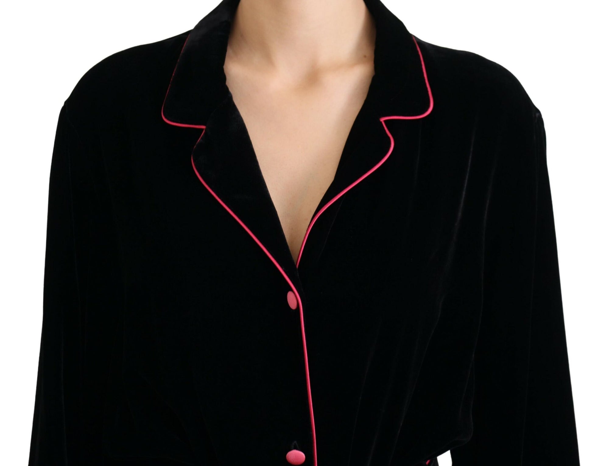 Dolce &amp; Gabbana Black Button Belted Blazer Viscose Jacket