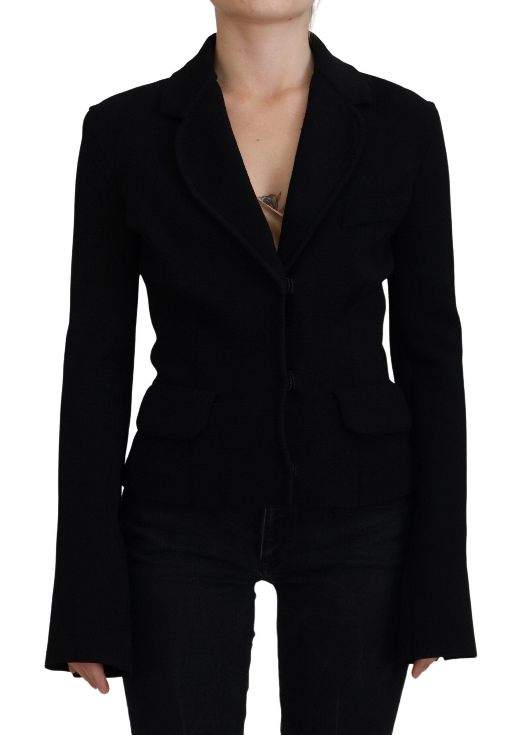 Dolce &amp; Gabbana Black Button Cardigan Blazer Viscose Jacket