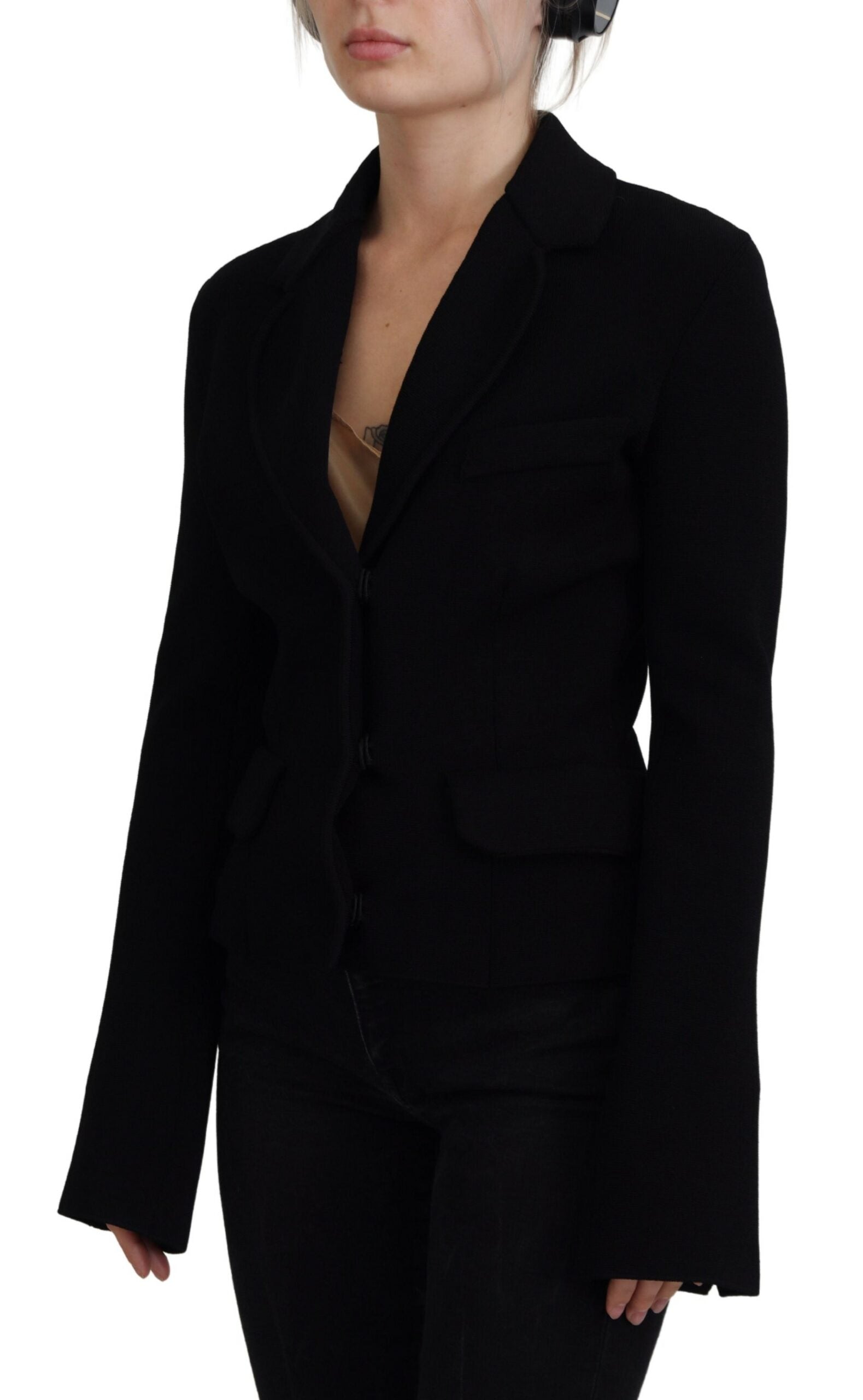 Dolce &amp; Gabbana Black Button Cardigan Blazer Viscose Jacket