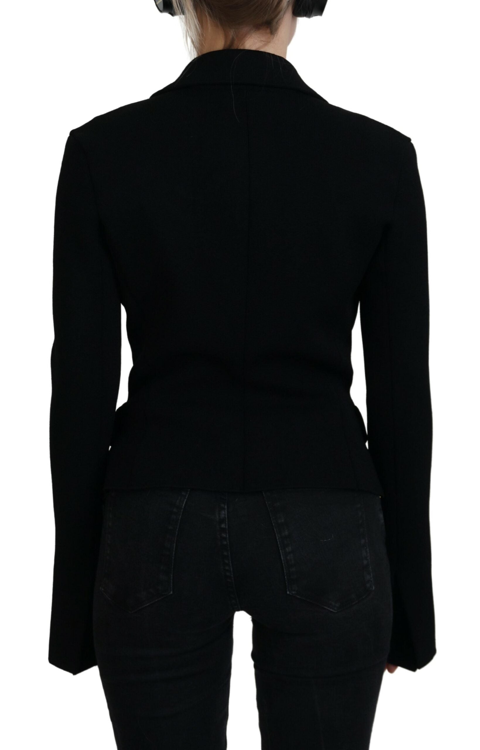 Dolce &amp; Gabbana Black Button Cardigan Blazer Viscose Jacket