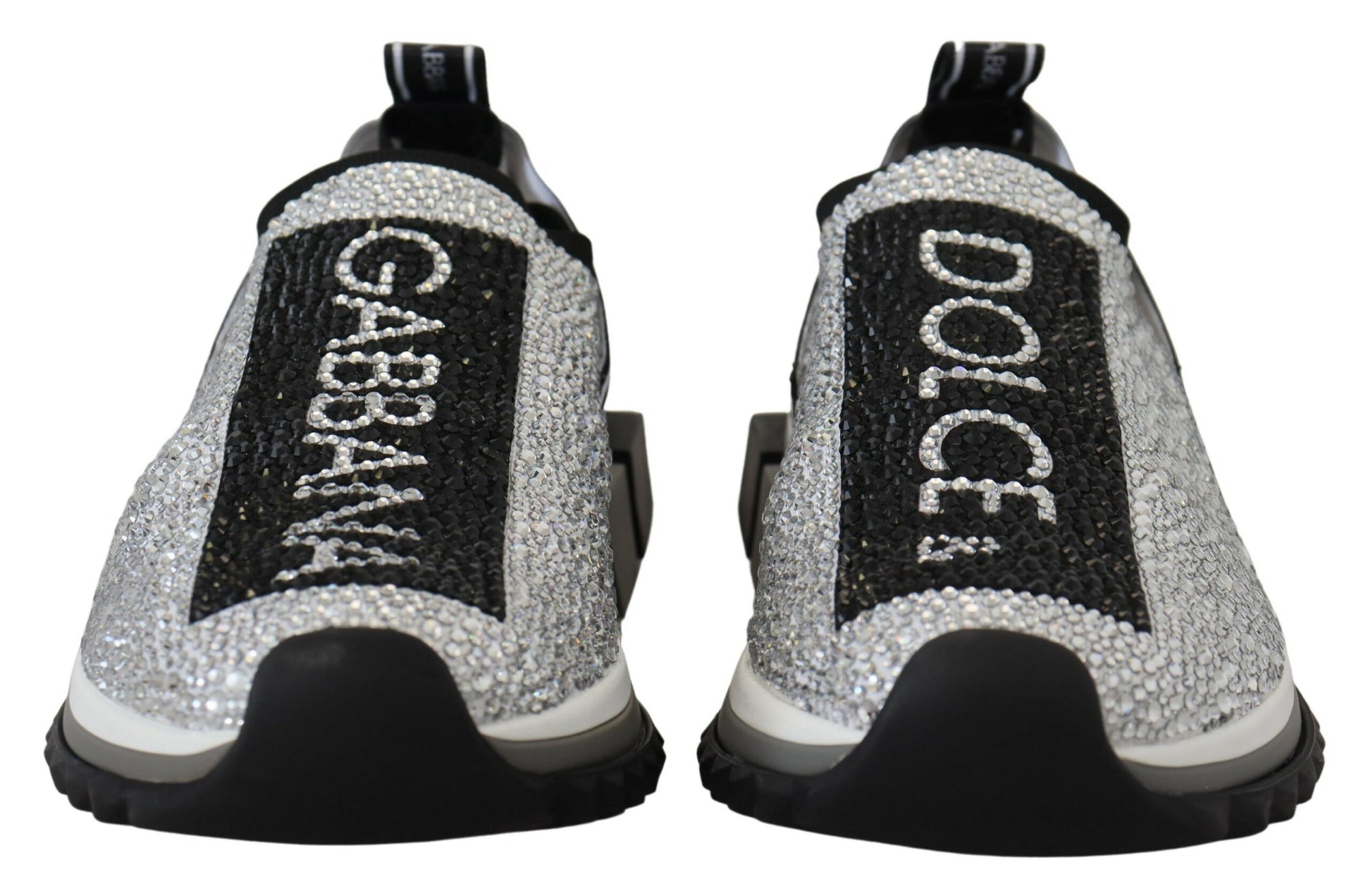 Dolce &amp; Gabbana Silver Rhinestones Sorrento Sneakers Shoes