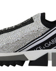 Dolce & Gabbana Silver Rhinestones Sorrento Sneakers Shoes