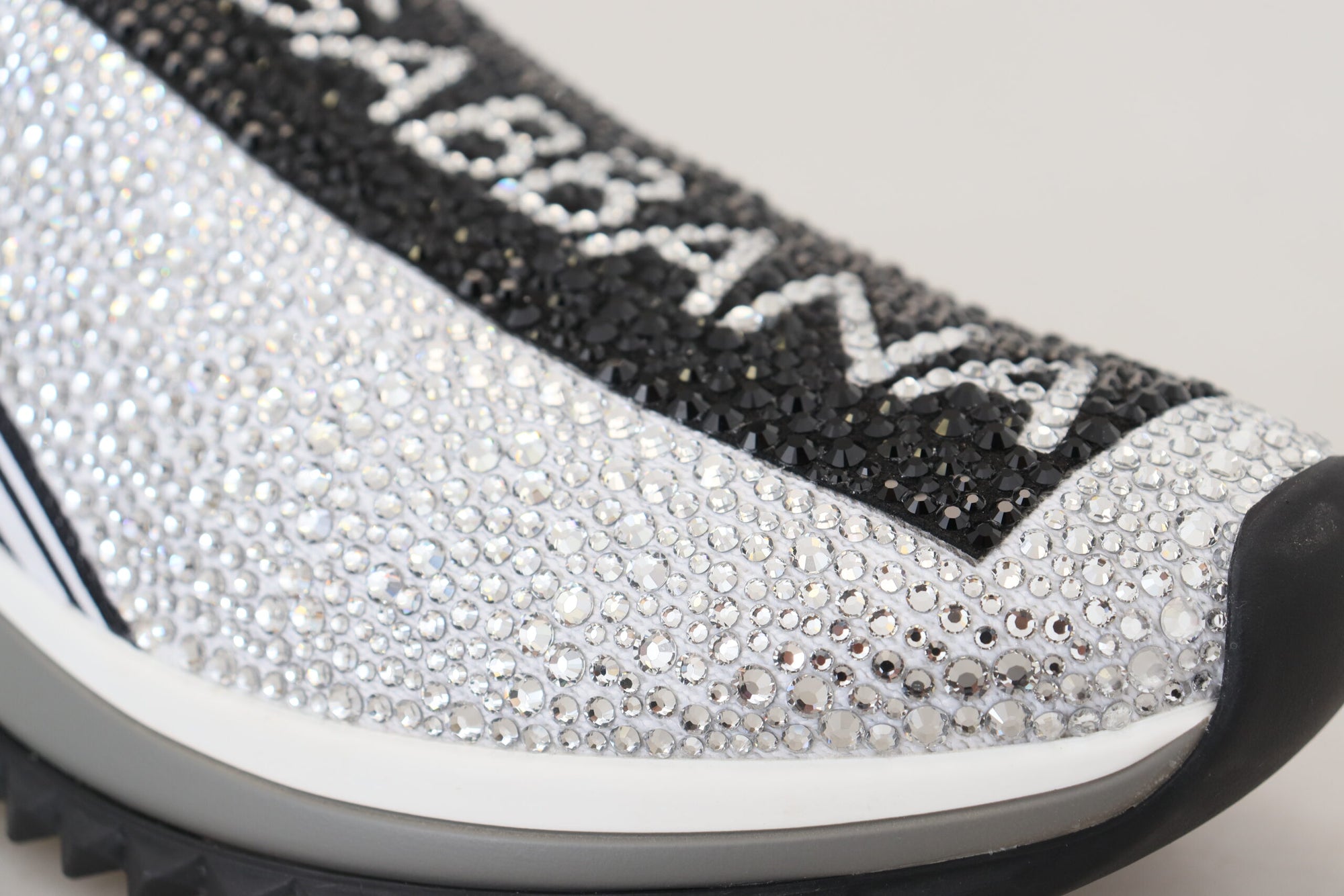 Dolce &amp; Gabbana Silver Rhinestones Sorrento Sneakers Shoes