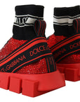 Dolce & Gabbana Red Bling Sorrento Sneakers Socks Shoes