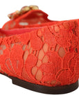 Dolce & Gabbana Red Taormina Lace Crystals Ballet Flats Shoes
