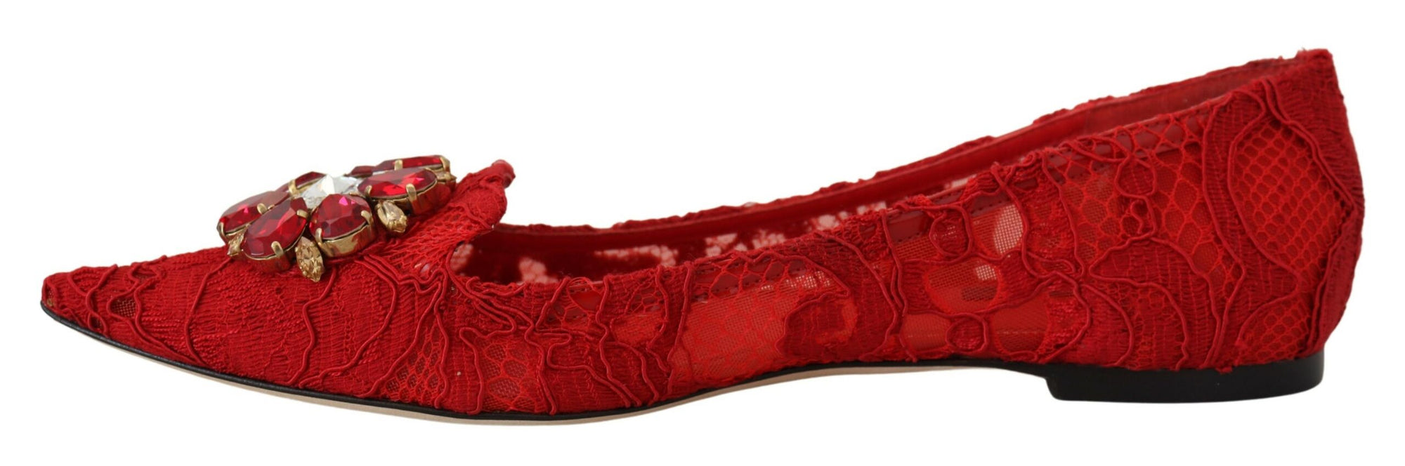 Dolce &amp; Gabbana Red Taormina Crystals Loafers Flats Shoes