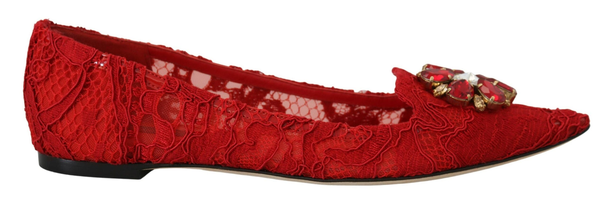 Dolce &amp; Gabbana Red Taormina Crystals Loafers Flats Shoes