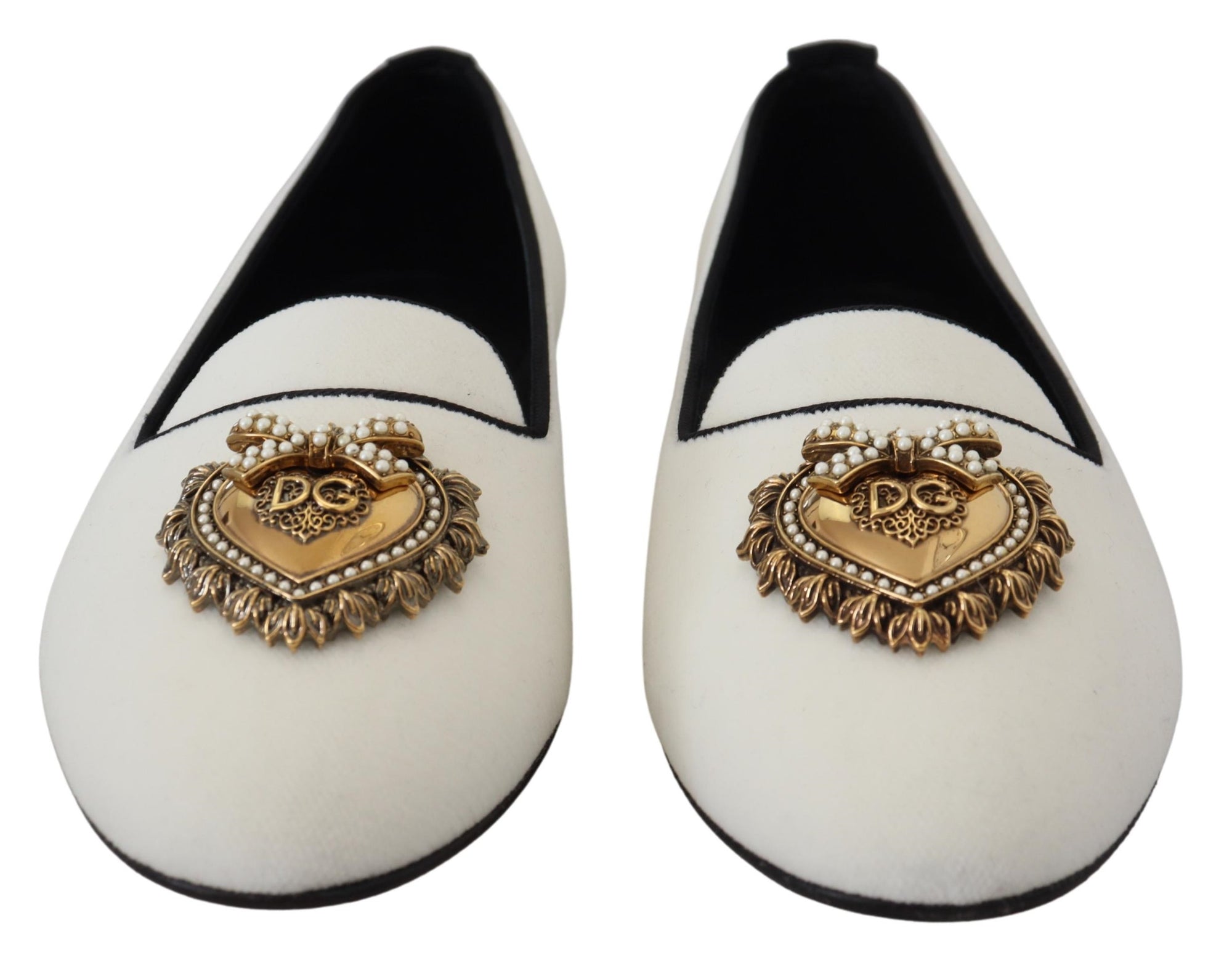 Dolce &amp; Gabbana White Velvet Slip Ons Loafers Flats Shoes