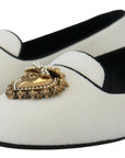 Dolce & Gabbana White Velvet Slip Ons Loafers Flats Shoes