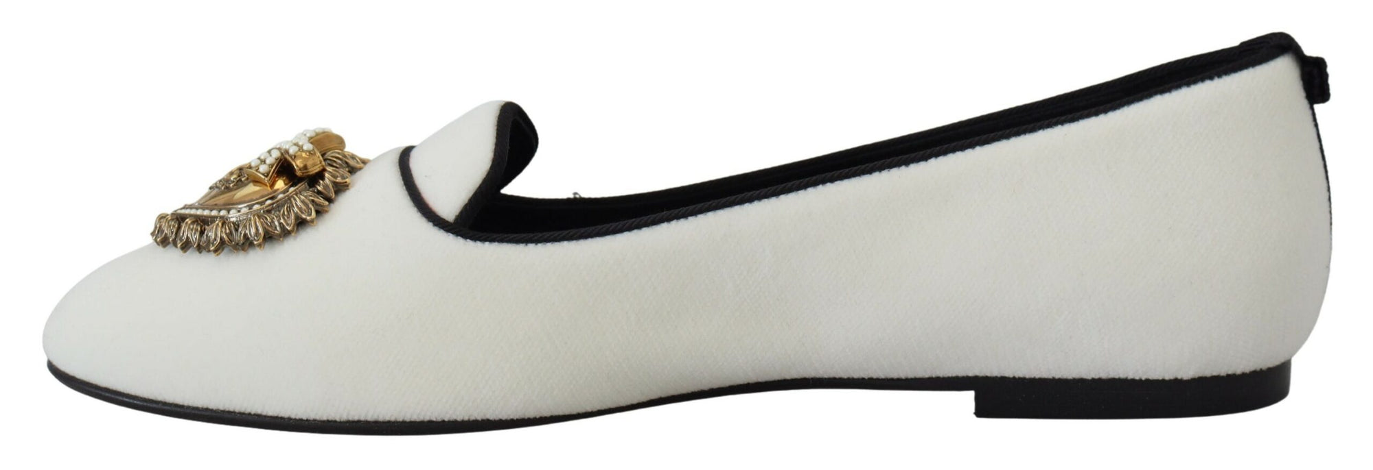Dolce &amp; Gabbana White Velvet Slip Ons Loafers Flats Shoes