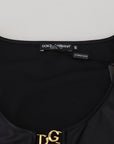 Dolce & Gabbana Black Cotton Stretch Open Chest 3/4 Sleeve Top